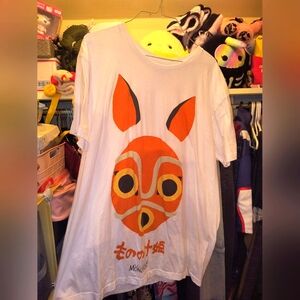 Bioworld White and Orange Graphic Tee Mononoke Studio Ghibli Anime Manga Women's